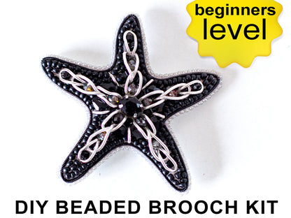 Starfish Bead Embroidery Kit. Bead Brooch kit, DIY Beaded Brooch Kit for Beginner, Needlework beading