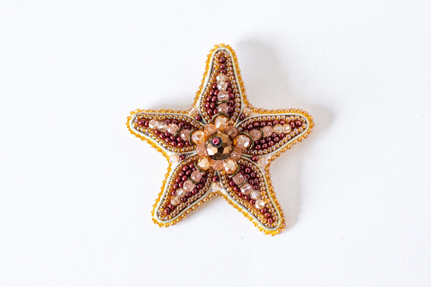 Starfish Bead embroidery kit. Seed Bead Brooch kit. DIY Craft kit. Beadweaving Kit. Needlework beading. Handmade Jewelry Making Kit