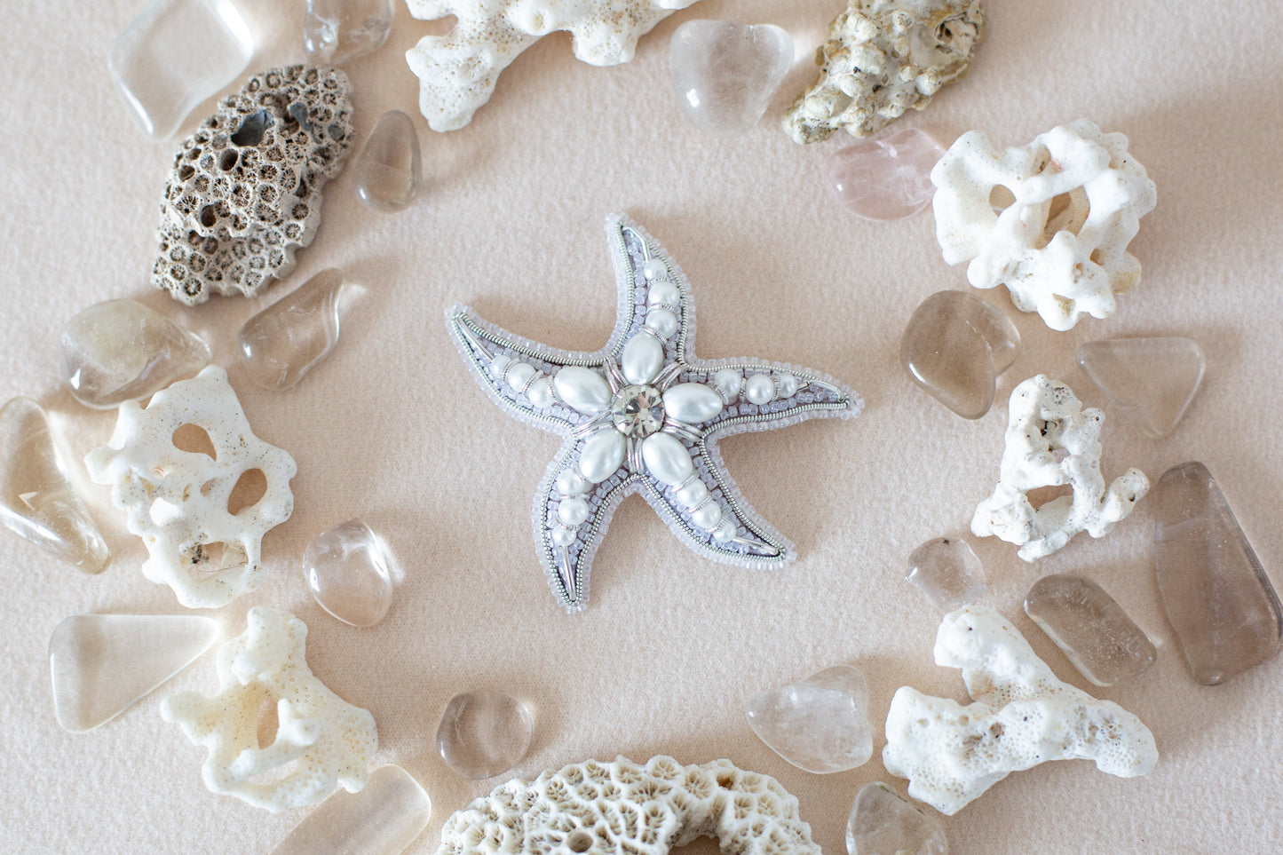 Starfish Bead Embroidery Kit. Bead Brooch kit, DIY Beaded Brooch Kit for Beginner Needlework beading