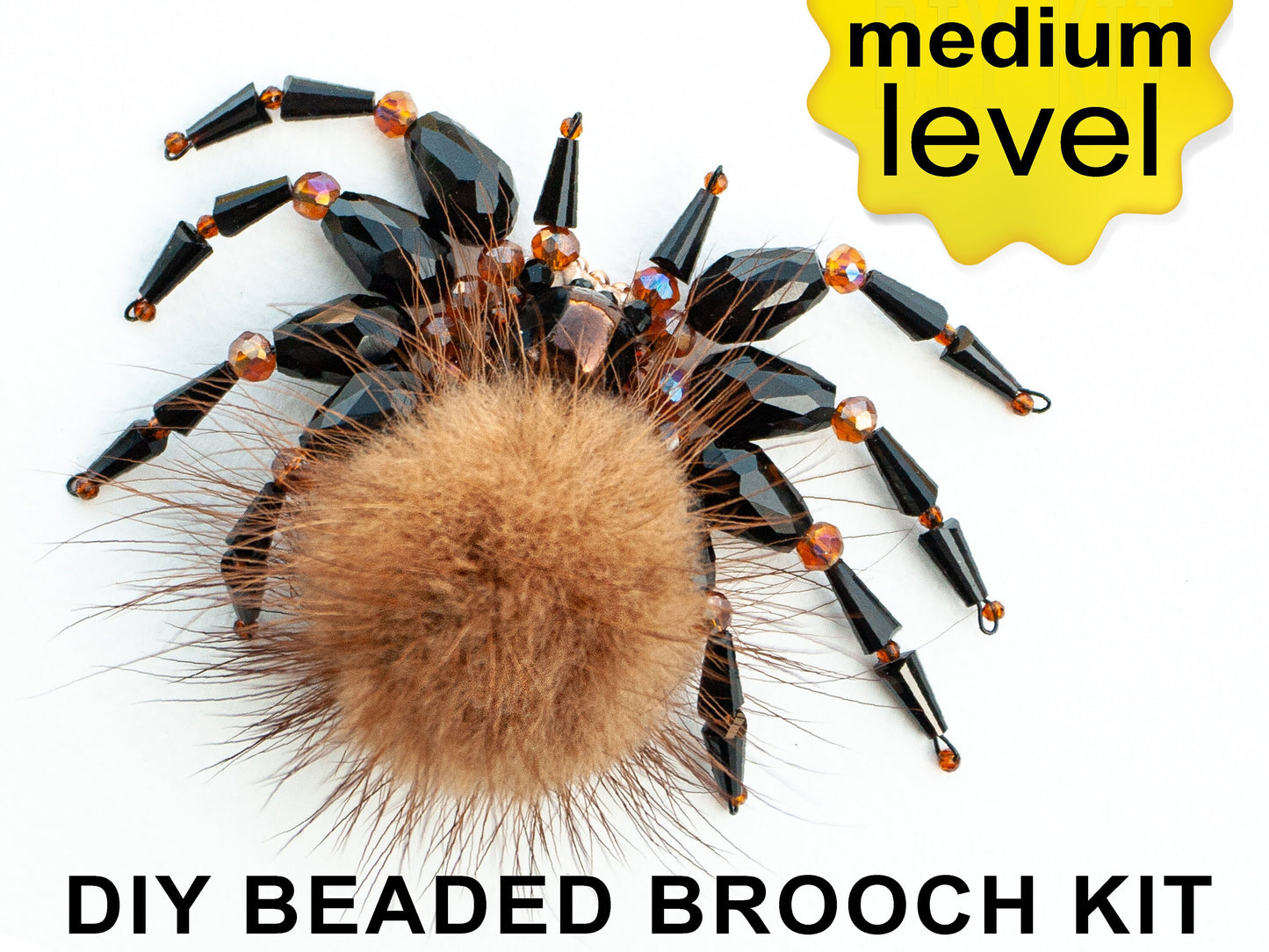 Tarantula Spider DIY Bead Embroidery Kit. Seed Bead Brooch kit. DIY Craft kit. Beadweaving Kit. Needlework beading
