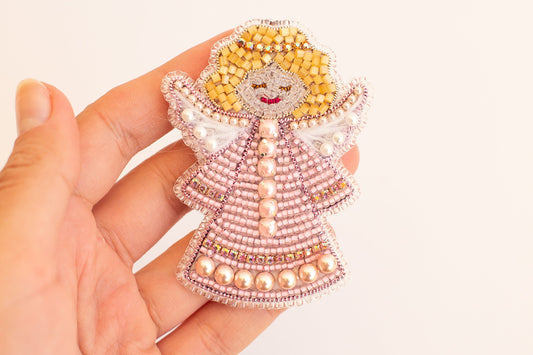 Christmas Angel Bead embroidery kit. Seed Bead Brooch kit. DIY Craft kit. Beadweaving Kit. Needlework beading