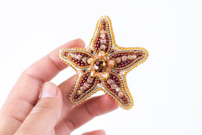 Starfish Bead embroidery kit. Seed Bead Brooch kit. DIY Craft kit. Beadweaving Kit. Needlework beading. Handmade Jewelry Making Kit