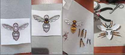 Wasp Bead embroidery kit. Seed Bead Brooch kit. DIY Craft kit. Beadweaving Kit. Needlework beading. Handmade Jewelry Making Kit