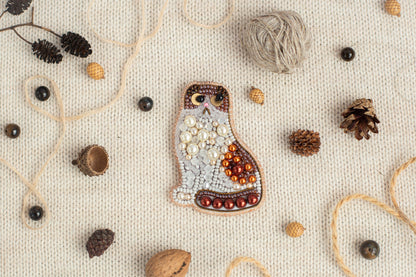 Scottish Fold Cat Bead embroidery kit. Seed Bead Brooch kit. DIY Craft kit. Beadweaving Kit. Needlework beading. Handmade Jewelry Making Kit