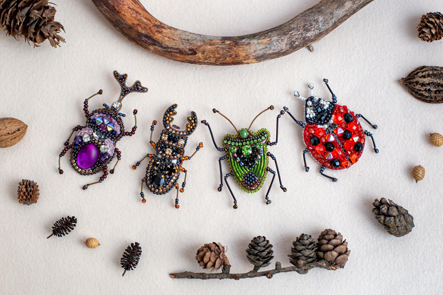 Rhinoceros Beetle Bead embroidery kit. Seed Bead Brooch kit. DIY Craft kit. Beadweaving Kit. Needlework beading. Handmade Jewelry Making Kit