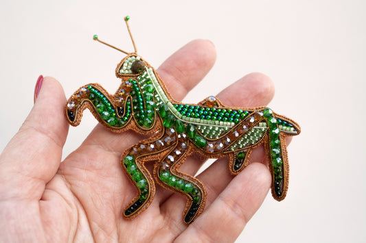 Praying Mantis DIY Beaded Brooch Kit, Praying Mantis craft kit, Jewelry Making Kit, Seed beed kit