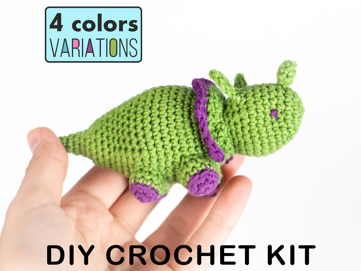 Crochet Kit for Adults Dinosaur, Beginner Crochet Kit, Animal Amigurumi DIY Craft Kit