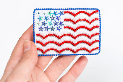 American Flag Bead Embroidery Kit. Seed Bead Brooch kit. DIY Craft kit. Beadweaving Kit. Needlework beading. Handmade Jewelry Making Kit