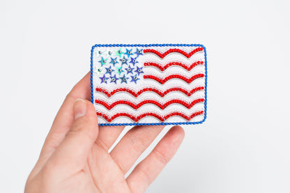 American Flag Bead Embroidery Kit. Seed Bead Brooch kit. DIY Craft kit. Beadweaving Kit. Needlework beading. Handmade Jewelry Making Kit