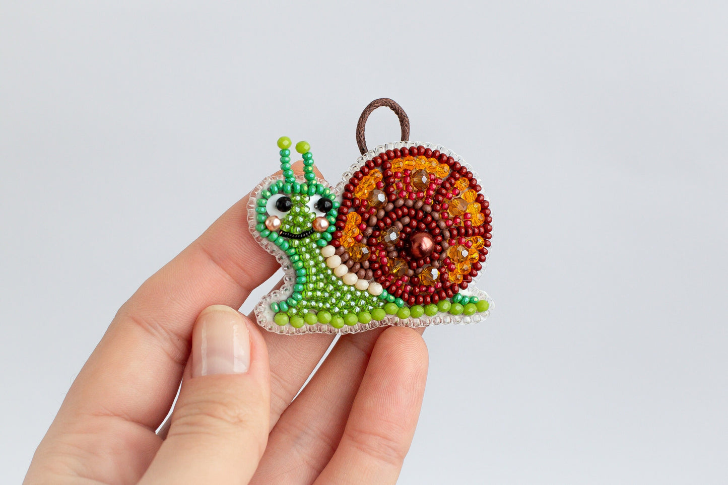 Snail Bead embroidery kit. Seed Bead Brooch kit. DIY Craft kit. Beadweaving Kit. Needlework beading. Handmade Jewelry Making Kit