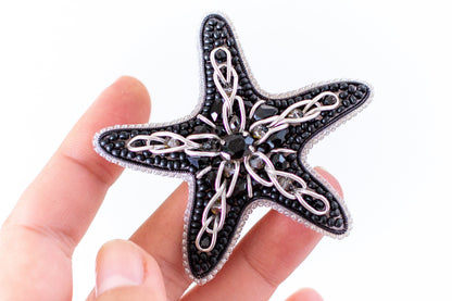 Starfish Bead Embroidery Kit. Bead Brooch kit, DIY Beaded Brooch Kit for Beginner, Needlework beading