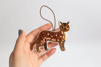 Bengal Cat Bead embroidery kit. Seed Bead Brooch kit. DIY Craft kit. Beadweaving Kit. Needlework beading. Handmade Jewelry Making Kit