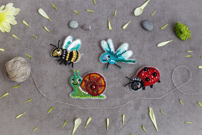Blue Dragonfly Bead embroidery kit. Seed Bead Brooch kit. DIY Craft kit. Beadweaving Kit. Needlework beading. Handmade Jewelry Making Kit