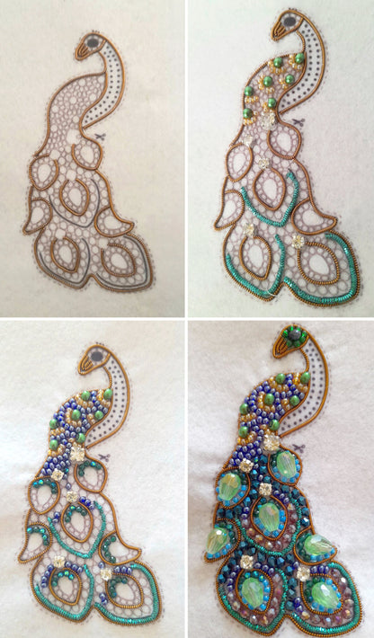 Peacock Bead embroidery kit. Seed Bead Brooch kit. DIY Craft kit. Bird beading kit. Needlework beading. Handmade Jewelry Making Kit
