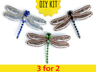 Dragonfly - Set of 3 Brooch Beading DIY Kit