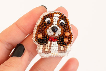 Cocker Spaniel Bead embroidery kit. Seed Bead Brooch kit. DIY Craft kit. Beadweaving Kit. Needlework beading. Handmade Jewelry Making Kit