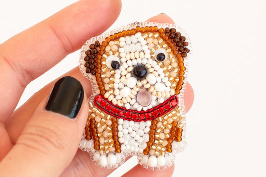 English Bulldog Bead embroidery kit. Seed Bead Brooch kit. DIY Craft kit. Beadweaving Kit. Needlework beading. Handmade Jewelry Making Kit