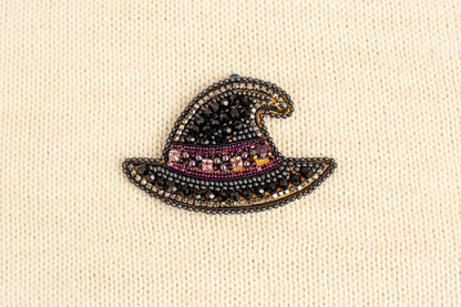 Witch Hat Bead embroidery kit. Seed Bead Brooch kit. DIY Craft kit. Beadweaving Kit. Needlework beading. Handmade Jewelry Making Kit