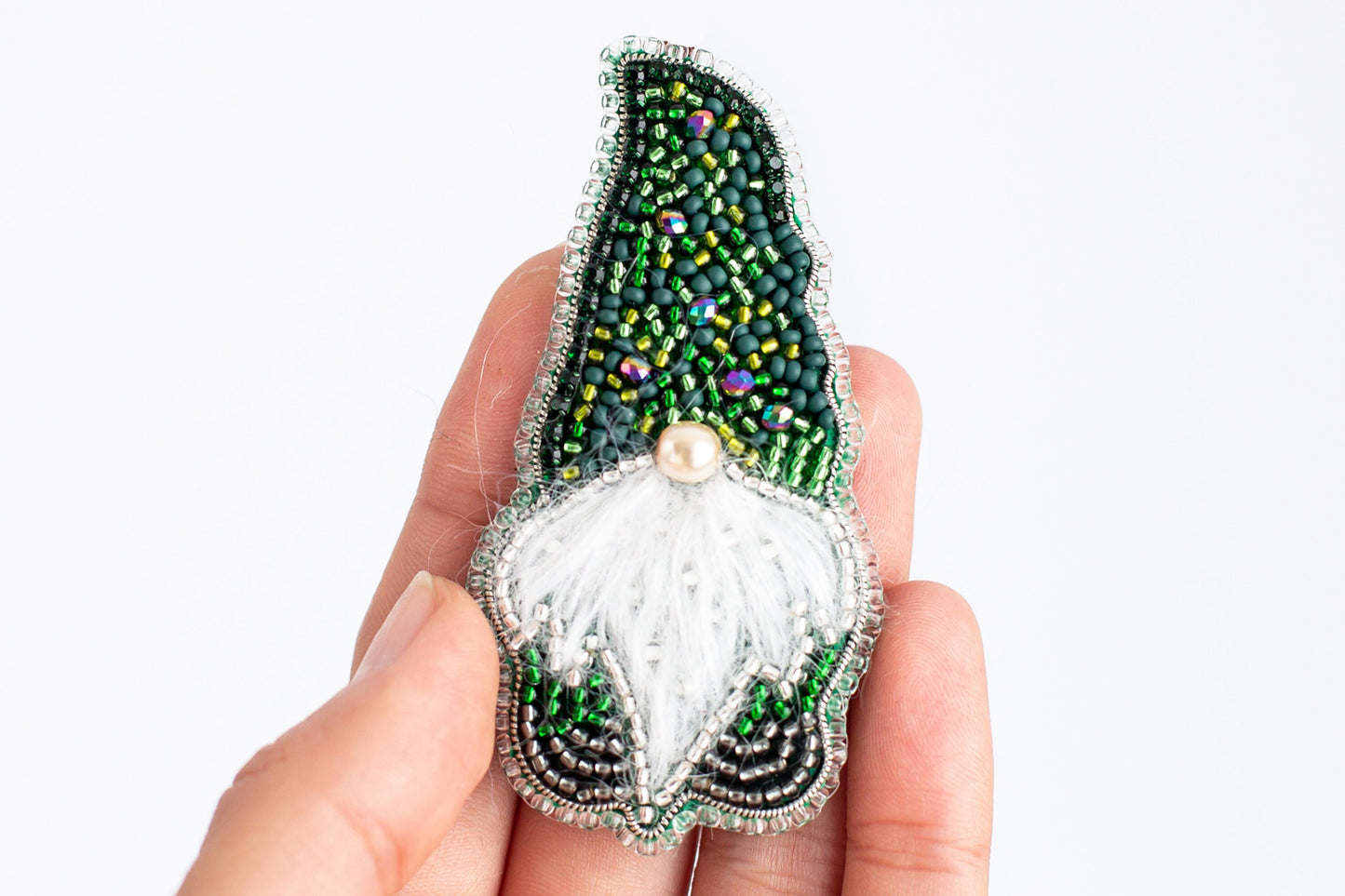 Christmas gnome Bead Embroidery kit. Seed Bead Brooch kit. DIY Craft kit. Beadweaving Kit. Needlework beading. Handmade Jewelry Making Kit