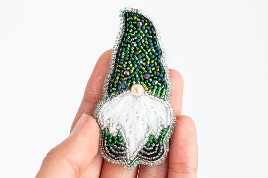 Christmas gnome Bead Embroidery kit. Seed Bead Brooch kit. DIY Craft kit. Beadweaving Kit. Needlework beading. Handmade Jewelry Making Kit