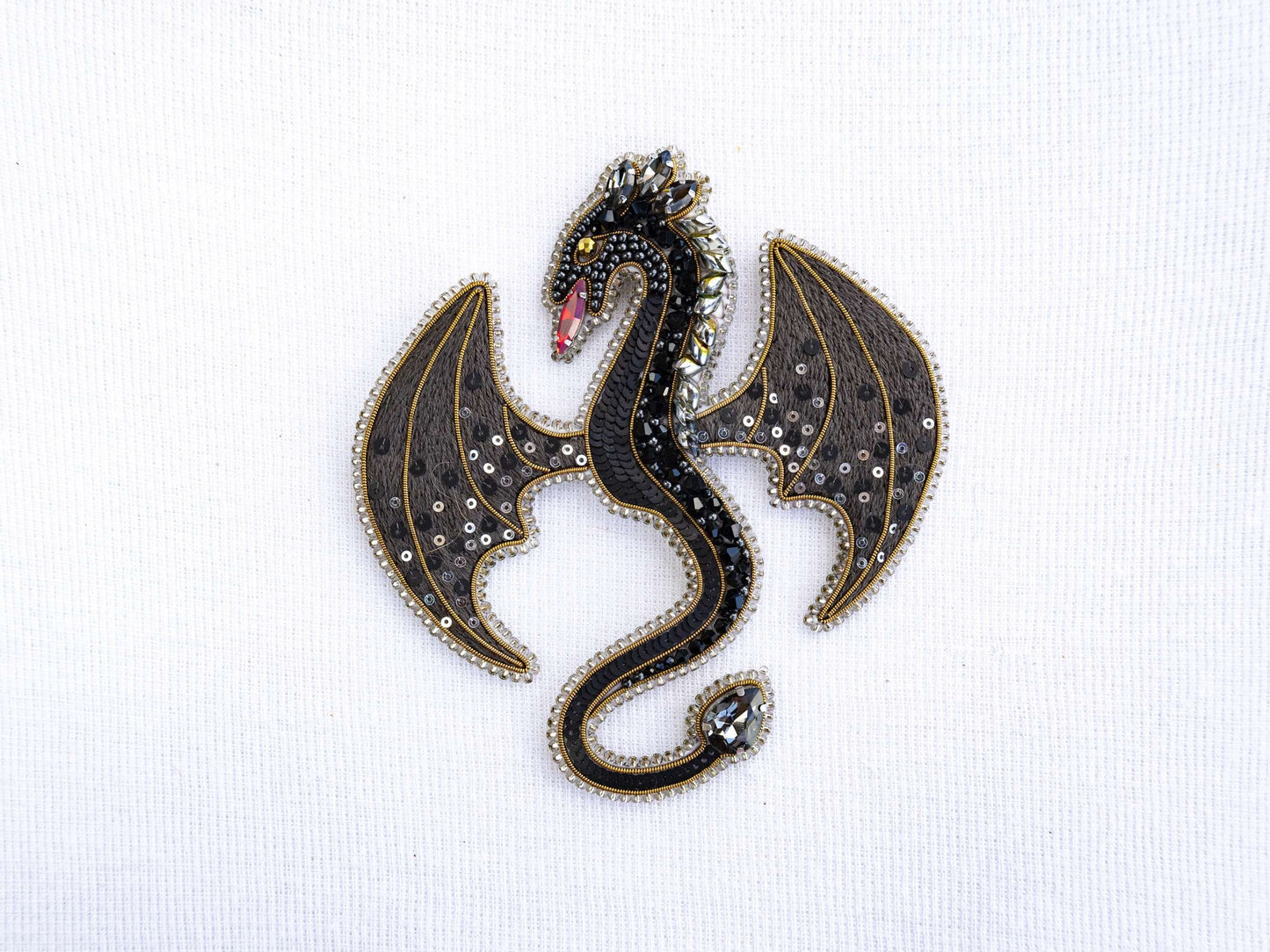 Dragon Bead embroidery kit. Seed Bead Brooch kit. DIY Craft kit. Beading kit. Needlework beading. Handmade Jewelry Making Kit