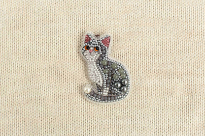 Set of 5 Cats DIY Beaded Brooches Kits, Craft kits, Beaded Cat Brooches, Jewelry Making Kits for Adults, Needlework beading