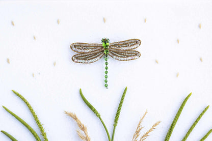 Dragonfly Bead embroidery kit. Seed Bead Brooch kit. DIY Craft kit. Beading kit. Needlework beading. Handmade Jewelry Making Kit