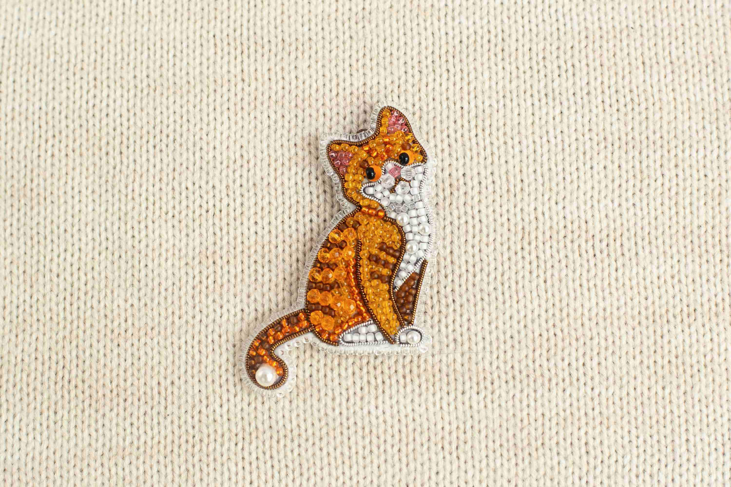 Set of 5 Cats DIY Beaded Brooches Kits, Craft kits, Beaded Cat Brooches, Jewelry Making Kits for Adults, Needlework beading