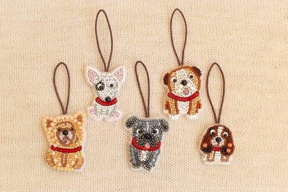 Set of 5 Dogs DIY Beaded Brooches Kits, Craft kits, Beaded Dog Brooches, Jewelry Making Kits for Adults, Needlework beading