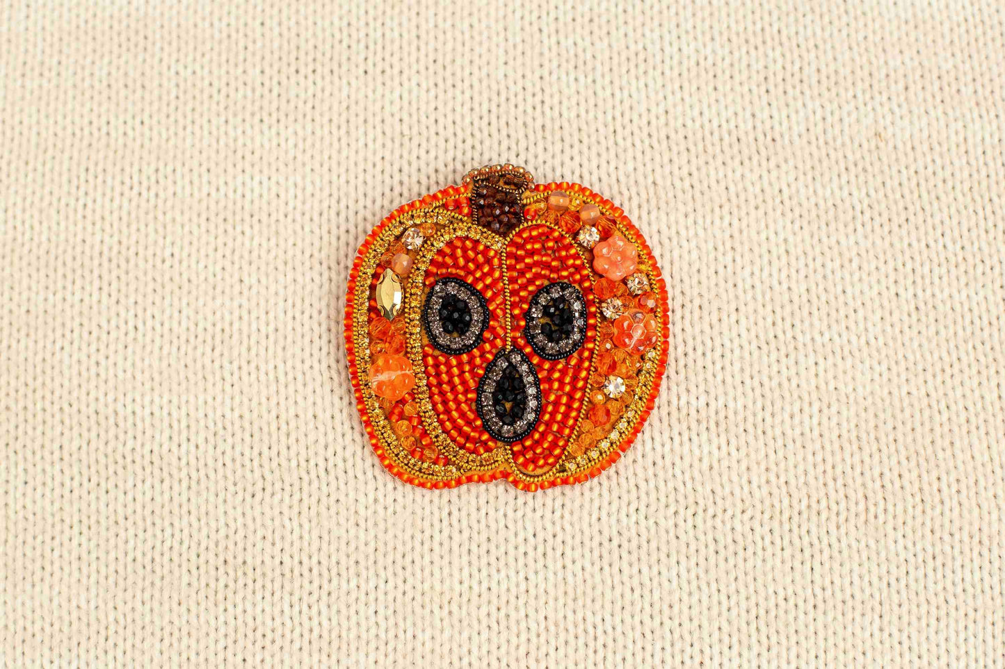 Set of 3 Halloween DIY Beaded Brooches Kits, Craft kits, Beaded Pumpkin Brooches, Jewelry Making Kits for Adults, Bead embroidery kits