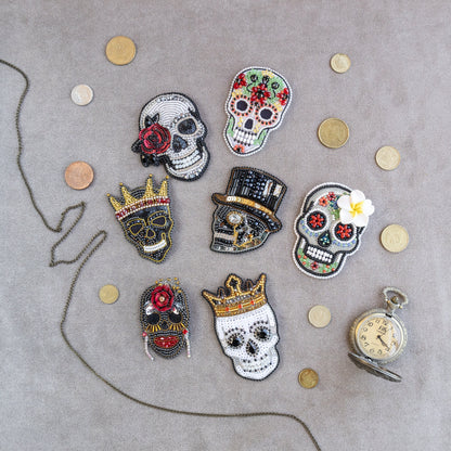 Skull Bead embroidery kit. Seed Bead Brooch kit. DIY Craft kit. Beading kit. Needlework beading. Handmade Jewelry Making Kit, Día de Muertos