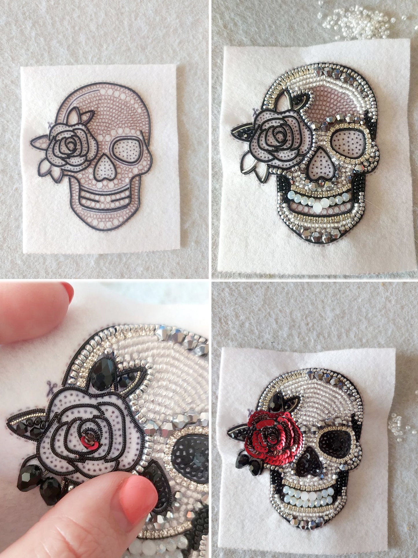 Skull Bead embroidery kit. Seed Bead Brooch kit. DIY Craft kit. Beading kit. Needlework beading. Handmade Jewelry Making Kit, Día de Muertos