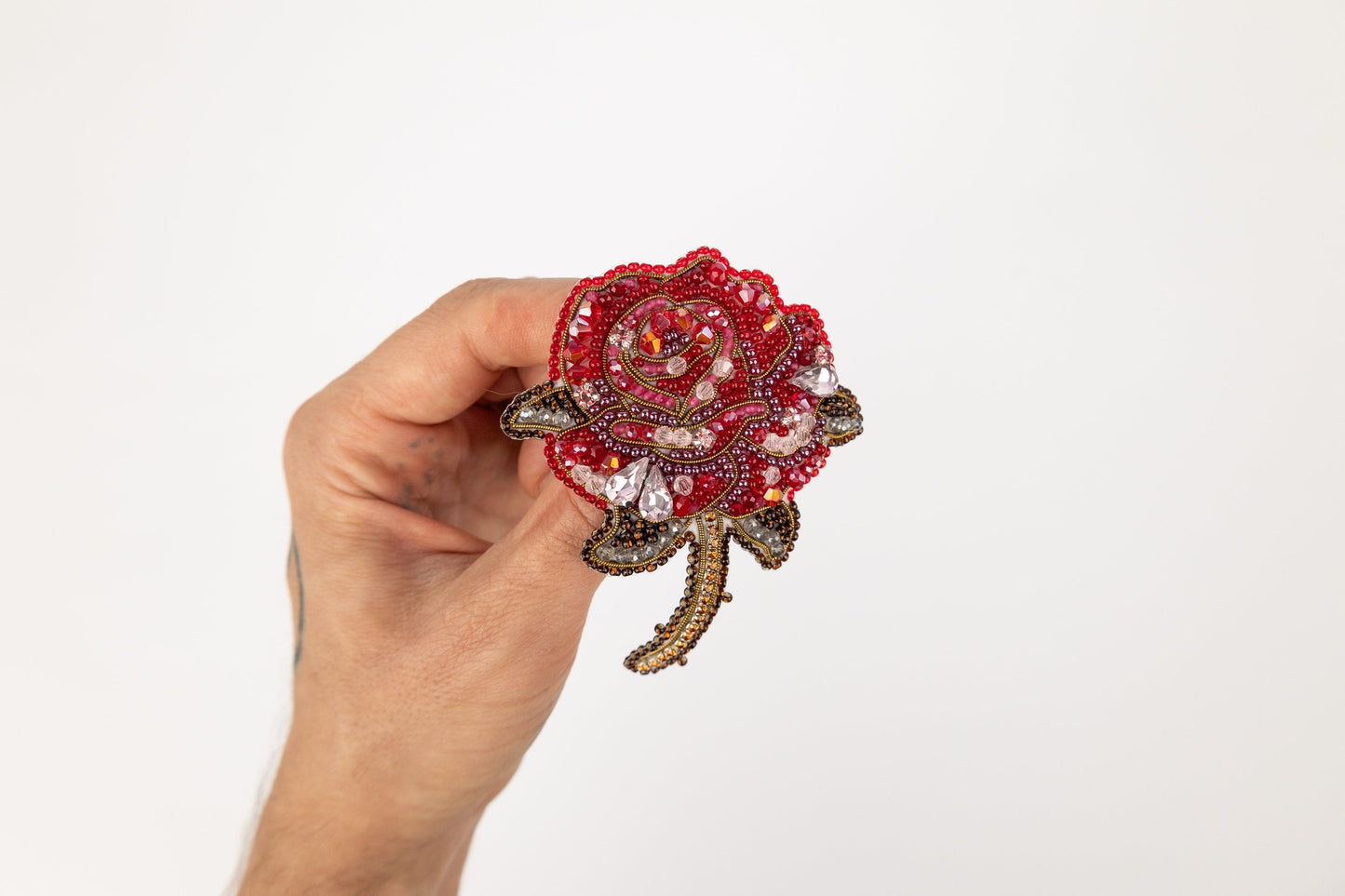 Rose Flower Bead embroidery kit. Seed Bead Brooch kit. DIY Craft kit. Beading kit. Needlework beading. Handmade Jewelry Making Kit
