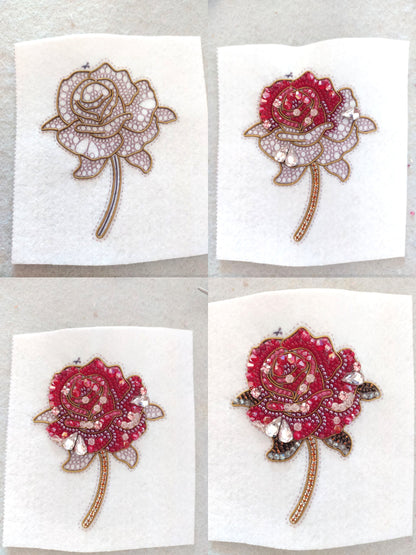 Rose Flower Bead embroidery kit. Seed Bead Brooch kit. DIY Craft kit. Beading kit. Needlework beading. Handmade Jewelry Making Kit