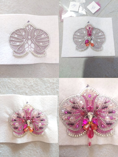 Orchid Flower Bead embroidery kit. Seed Bead Brooch kit. DIY Craft kit. Beading kit. Needlework beading. Handmade Jewelry Making Kit