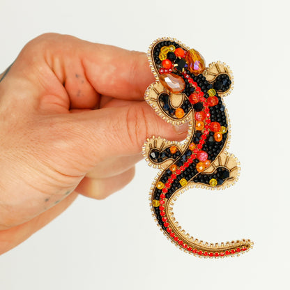 Salamander Bead embroidery kit. Seed Bead Brooch kit. DIY Craft kit. Beading kit. Needlework beading. Handmade Jewelry Making Kit